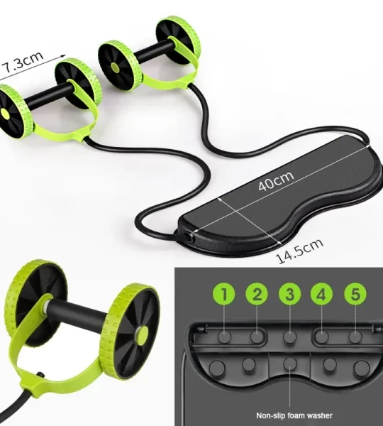 Abs Wheels Roller Abdominal Muscle Resistance Pull Rope Trainer Waist Exercise Multi-functional Home Workout Fitness Equipment