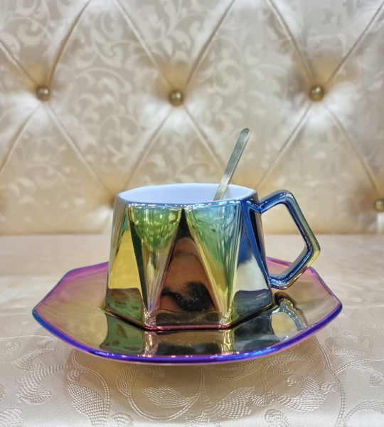 Gold Rainbow Cup And Saucer
