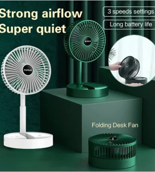 Folding Telescopic Floor Fan 3 Gears Summer Silent Desktop Retractable Fan